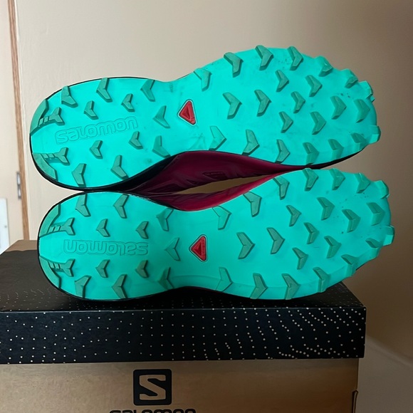 Salomon Speedcross 4 Women's Shoes - Beet Red, Electric Green, Black - Picture 5 of 8